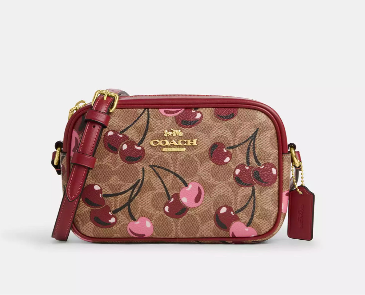 Coach Mini Jamie Camera Bag In Signature Canvas With Cherry Print
