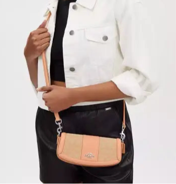 Coach Andrea Small Shoulder/ Crossbody Bag Signature Jacquard & Leather