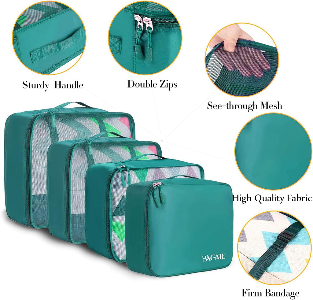 BAGAIL 8 Set Packing Cubes Luggage Organizer Bags for Travel Accessories-Cream
