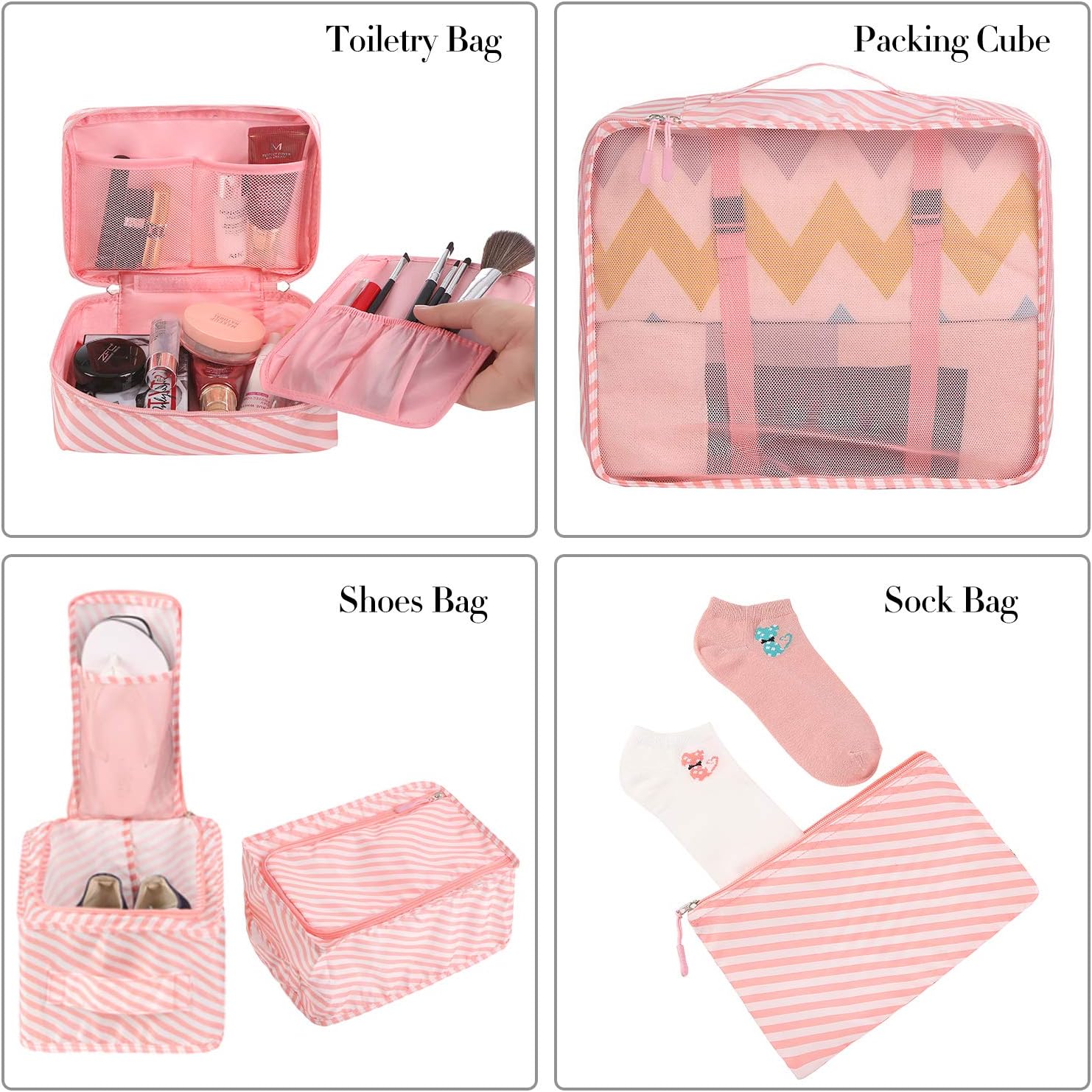 BAGAIL 8 Set Packing Cubes Luggage Organizer Bags for Travel Accessories-Cream
