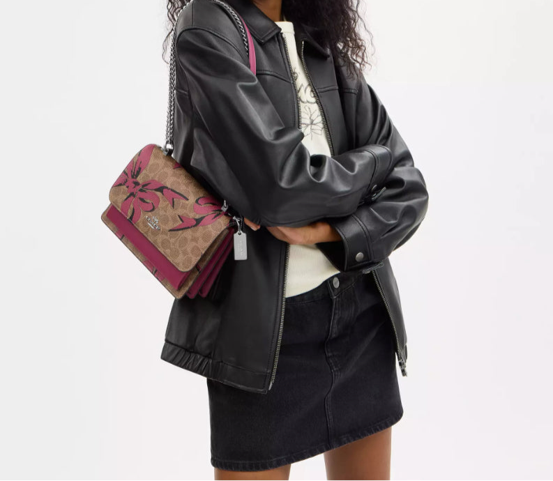 Coach Klare Crossbody/Shoulder Bag In Signature Canvas With Pink Bow Print