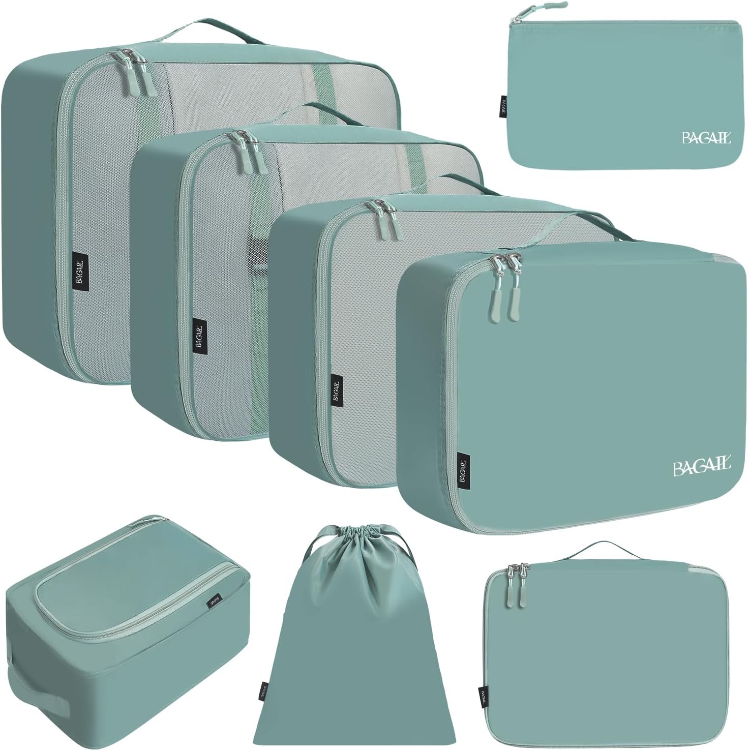 BAGAIL 8 Set Packing Cubes Luggage Organizer Bags for Travel Accessories-Cream