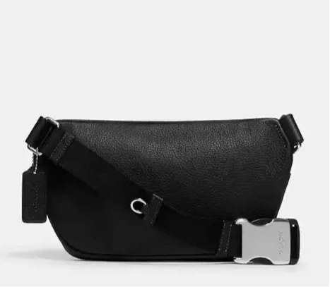 Coach Unisex Elias Belt Bag In Leather Silver/Black