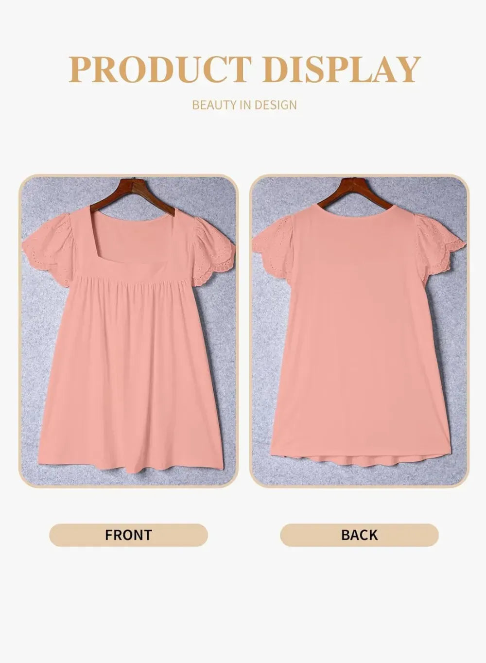 Eytino Womens Plus Size Tops Ruffle Short Sleeve Square Neck Summer Loose Casual Tee Shirts(1X-5X)