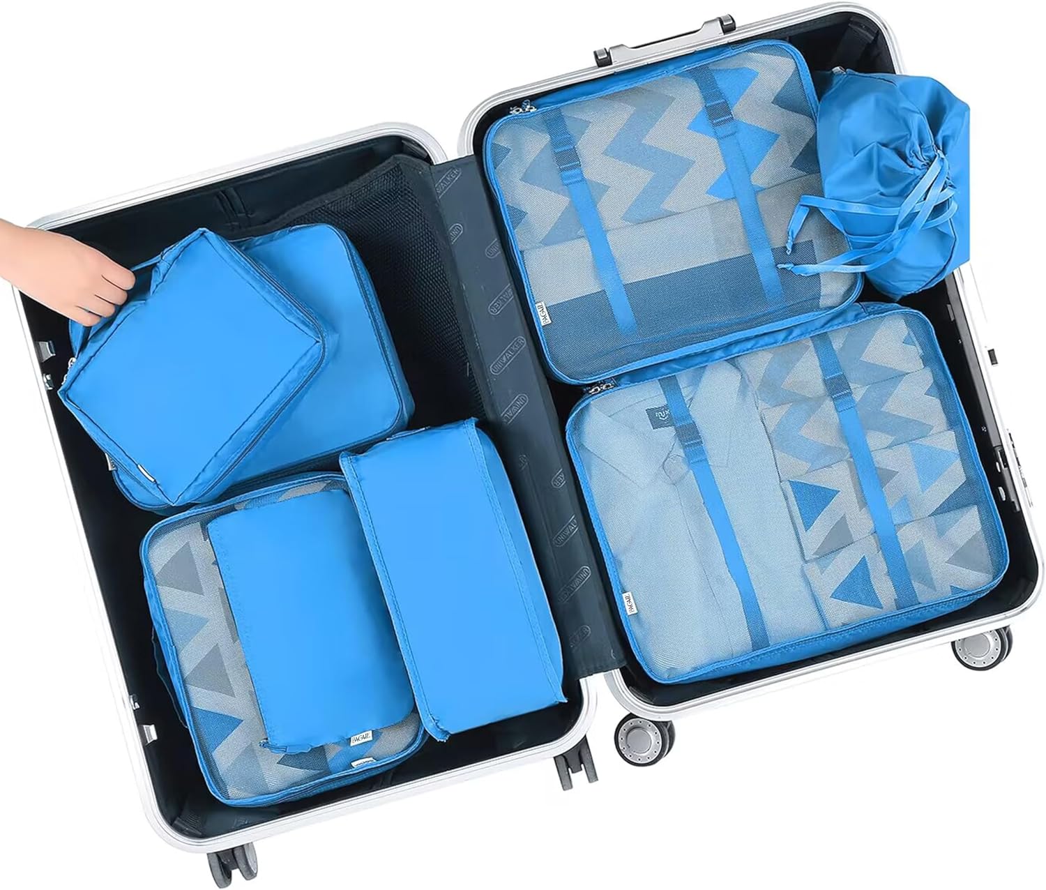 BAGAIL 8 Set Packing Cubes Luggage Organizer Bags for Travel Accessories-Cream
