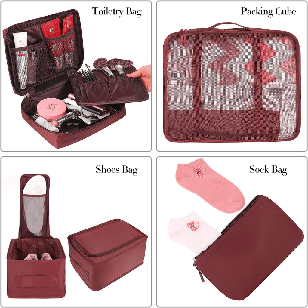 BAGAIL 8 Set Packing Cubes Luggage Organizer Bags for Travel Accessories-Cream