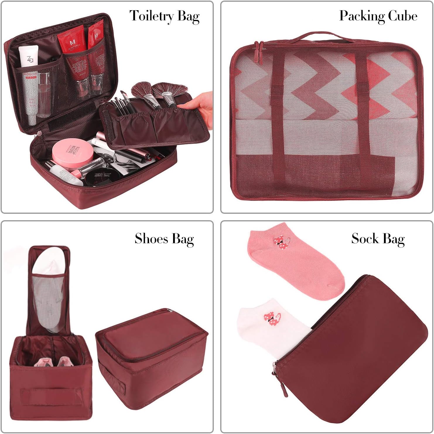 BAGAIL 8 Set Packing Cubes Luggage Organizer Bags for Travel Accessories-Cream