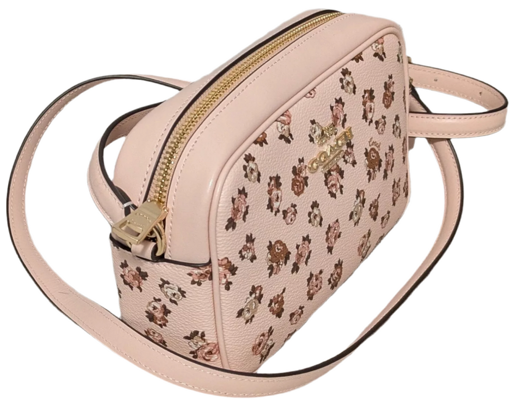 Coach Mini Jamie Camera Bag With Rose Print In Gold/Blush Multi