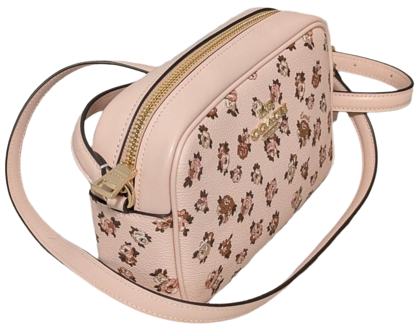 Coach Mini Jamie Camera Bag With Rose Print In Gold/Blush Multi