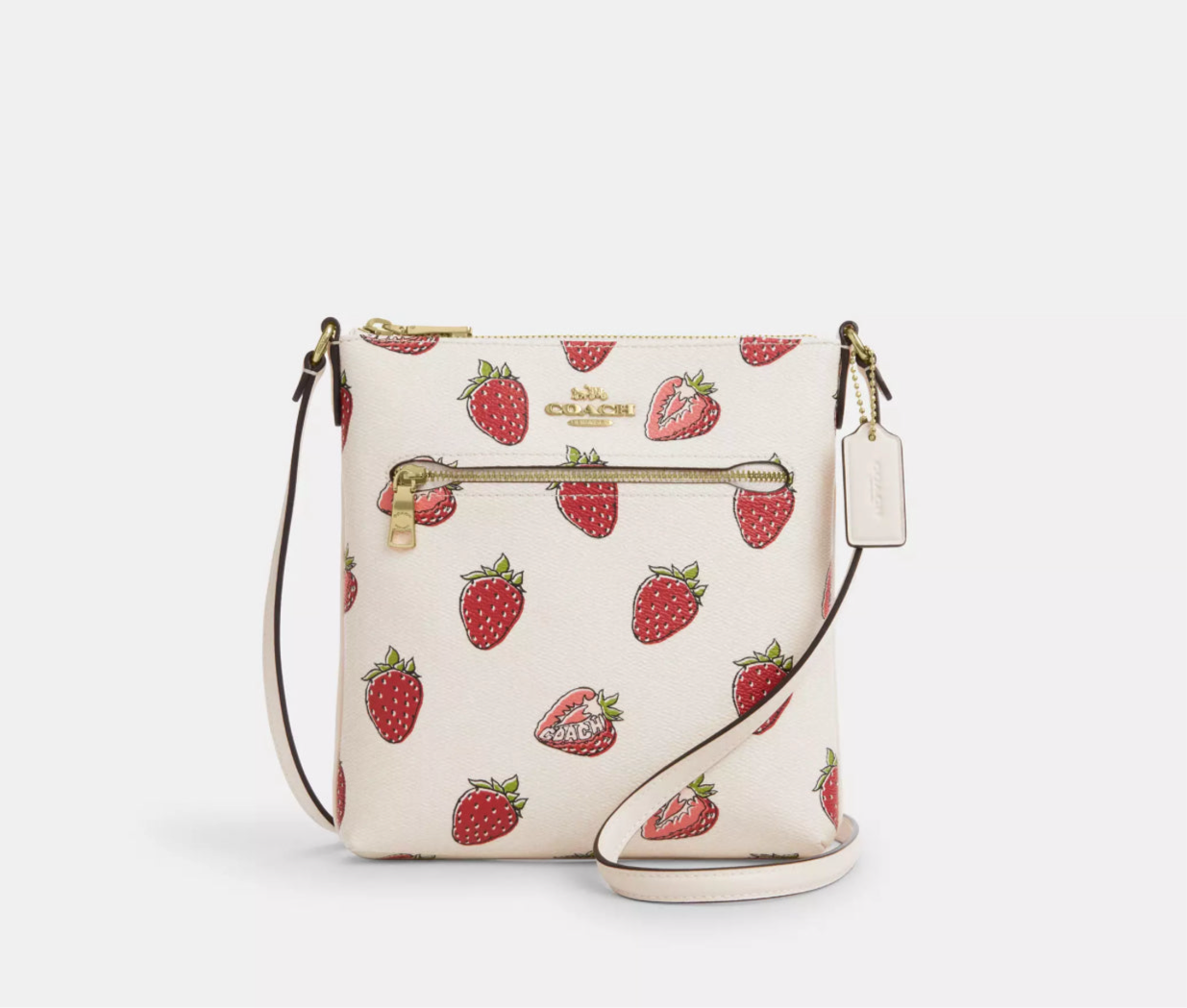 Coach Mini Rowan File Bag With Strawberry Print
