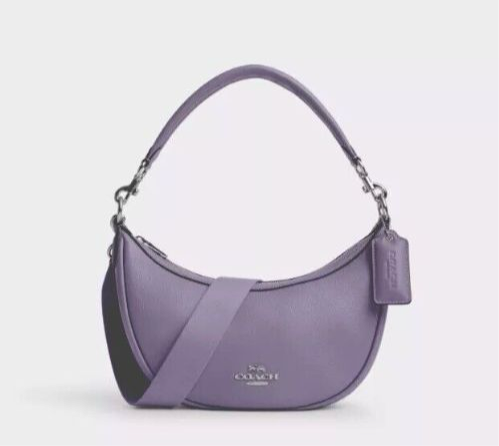Coach Aria Shoulder Leather Crossbody Bag In Light Violet