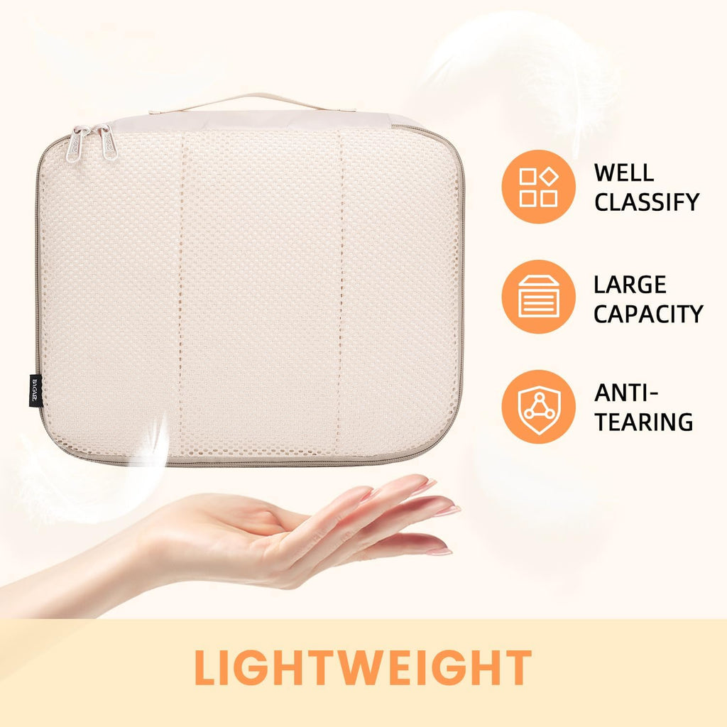 BAGAIL 8 Set Packing Cubes Luggage Organizer Bags for Travel Accessories-Cream