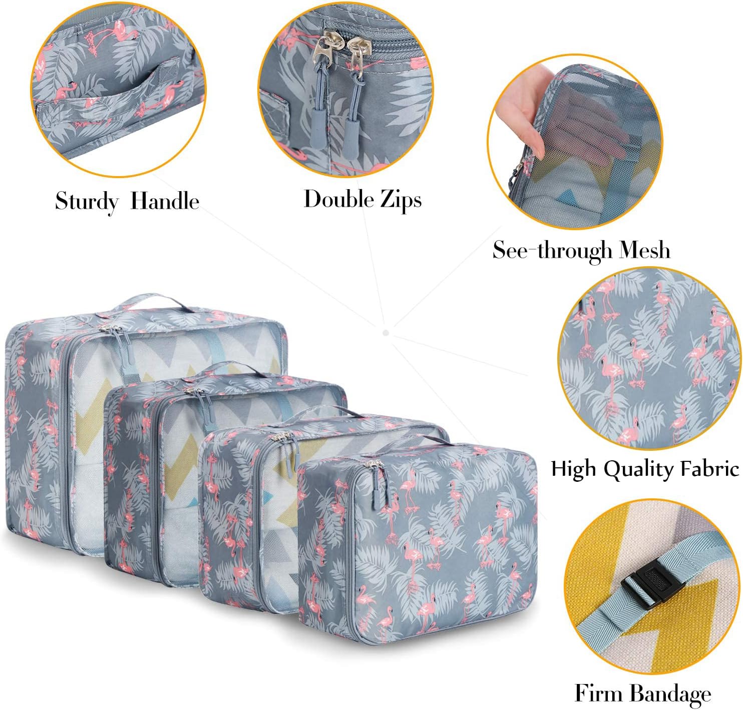 BAGAIL 8 Set Packing Cubes Luggage Organizer Bags for Travel Accessories-Cream