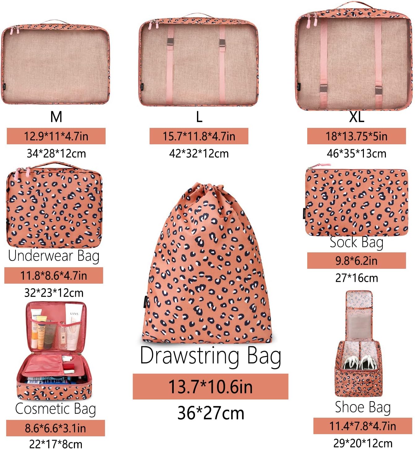 BAGAIL 8 Set Packing Cubes Luggage Organizer Bags for Travel Accessories-Cream