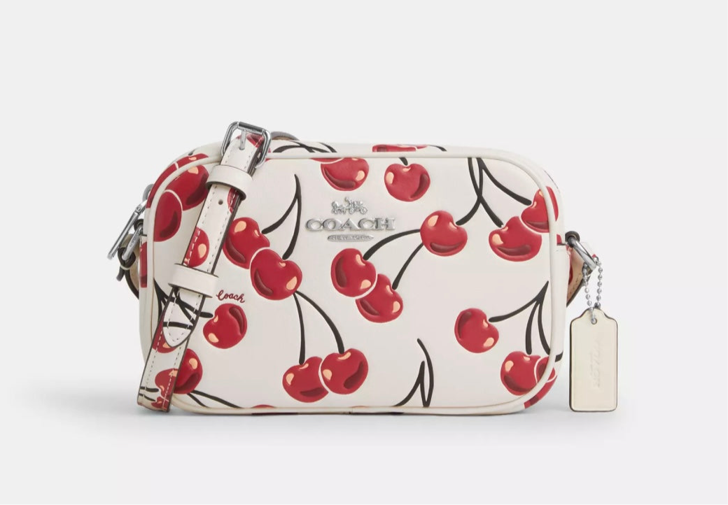 Coach Mini Jamie Camera Bag With Cherry Print In Chalk/Red