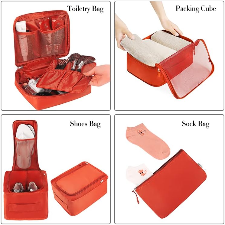 BAGAIL 8 Set Packing Cubes Luggage Organizer Bags for Travel Accessories-Cream