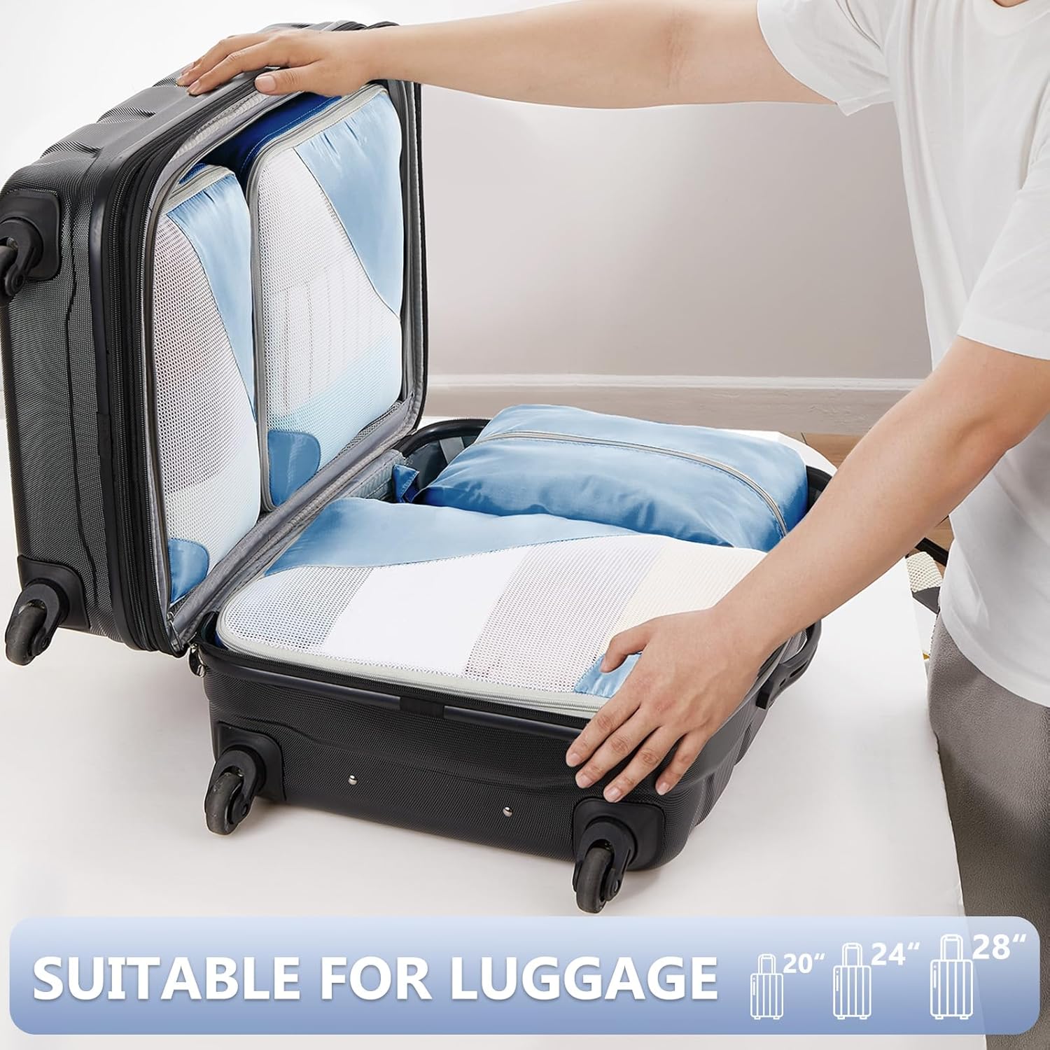 10 Set/8 Set Packing Cubes for Travel, Gifts for Women Mom,Anti-Tearing Suitcase Organizer for Luggage with Shoe & Hanging Toiletry Bag,OlarHike Vacation Essentials & Accessories for Cruise Ship,Cream