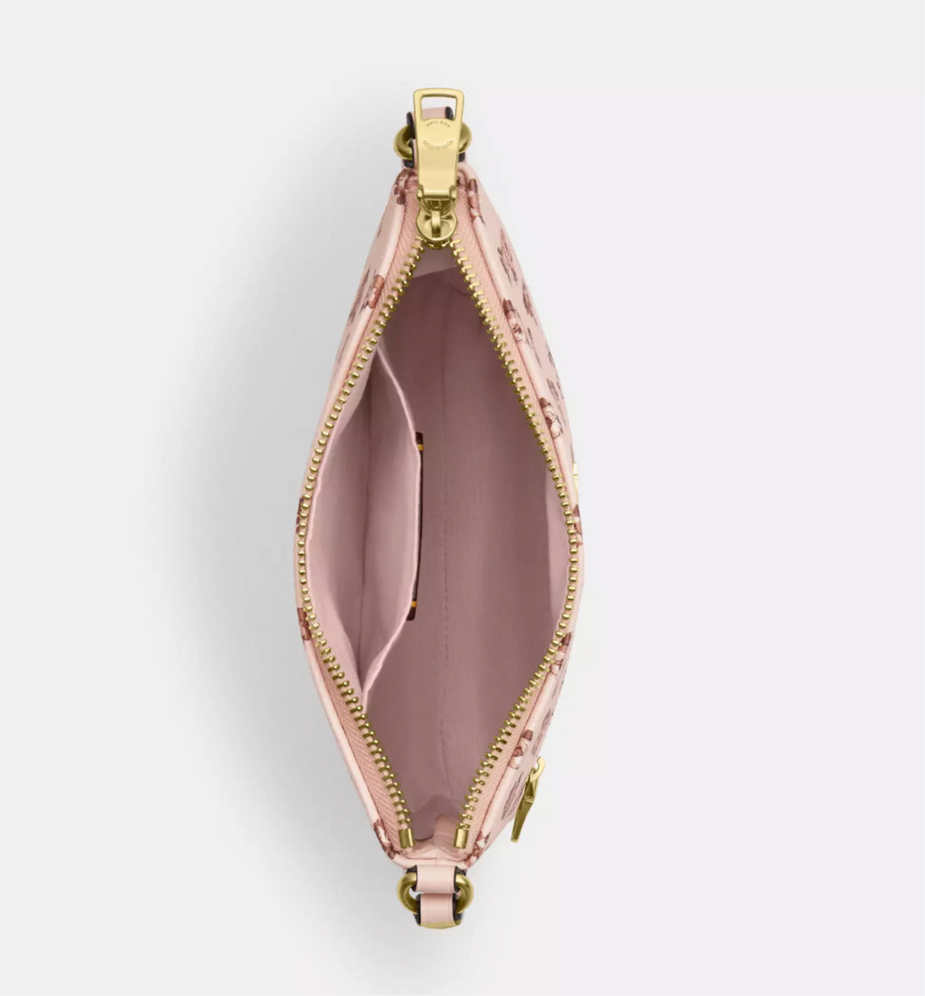 Coach Mini Rowan File Bag With Rose Print In Gold/Blush