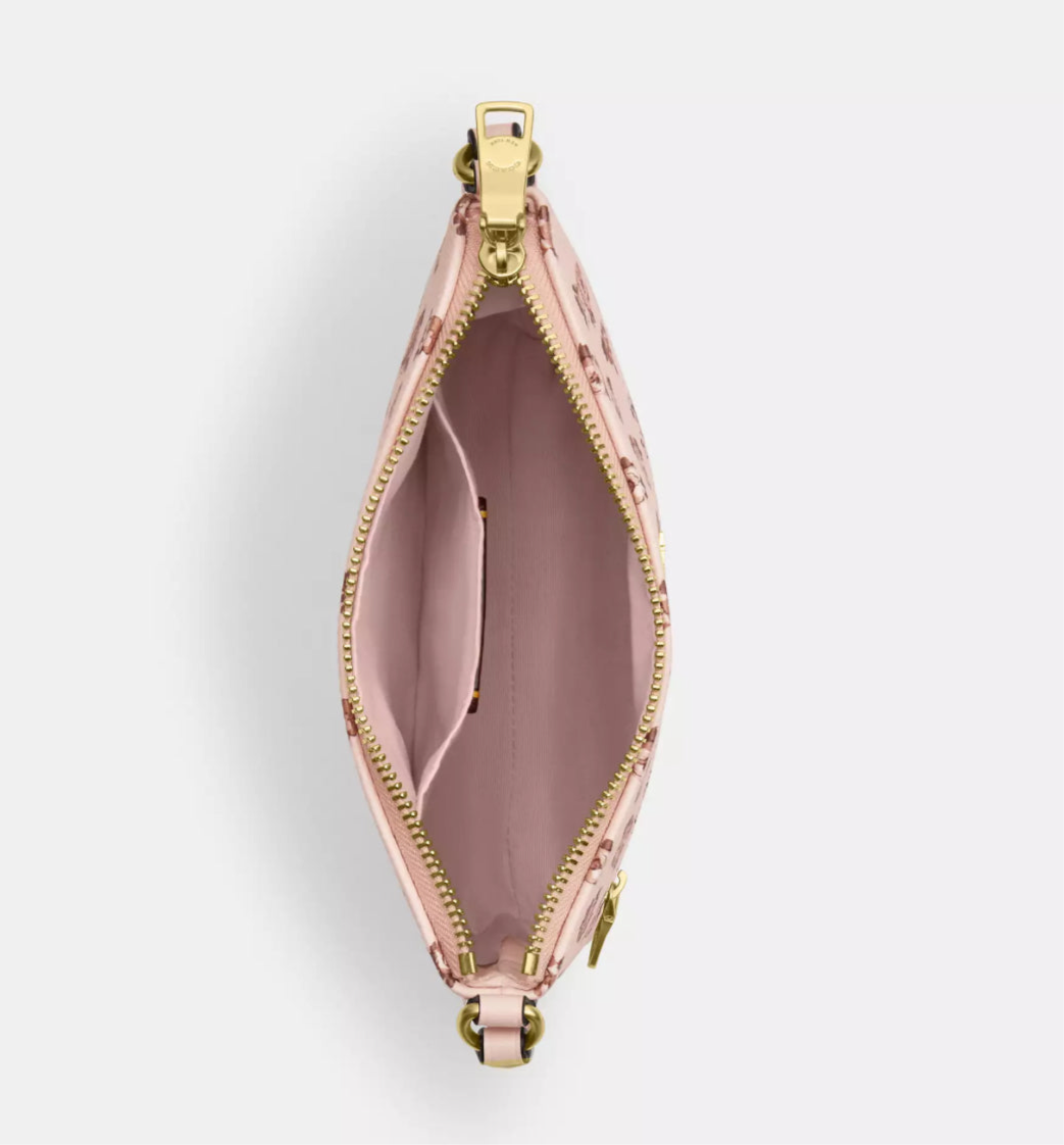 Coach Mini Rowan File Bag With Rose Print In Gold/Blush