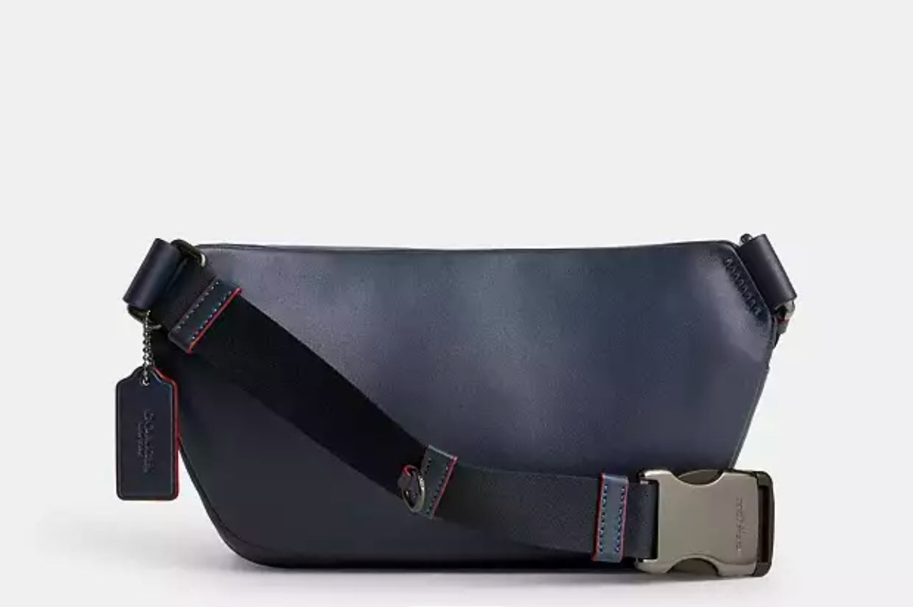 Coach Unisex Elias Belt Bag In Smooth Leather & Signature Denim