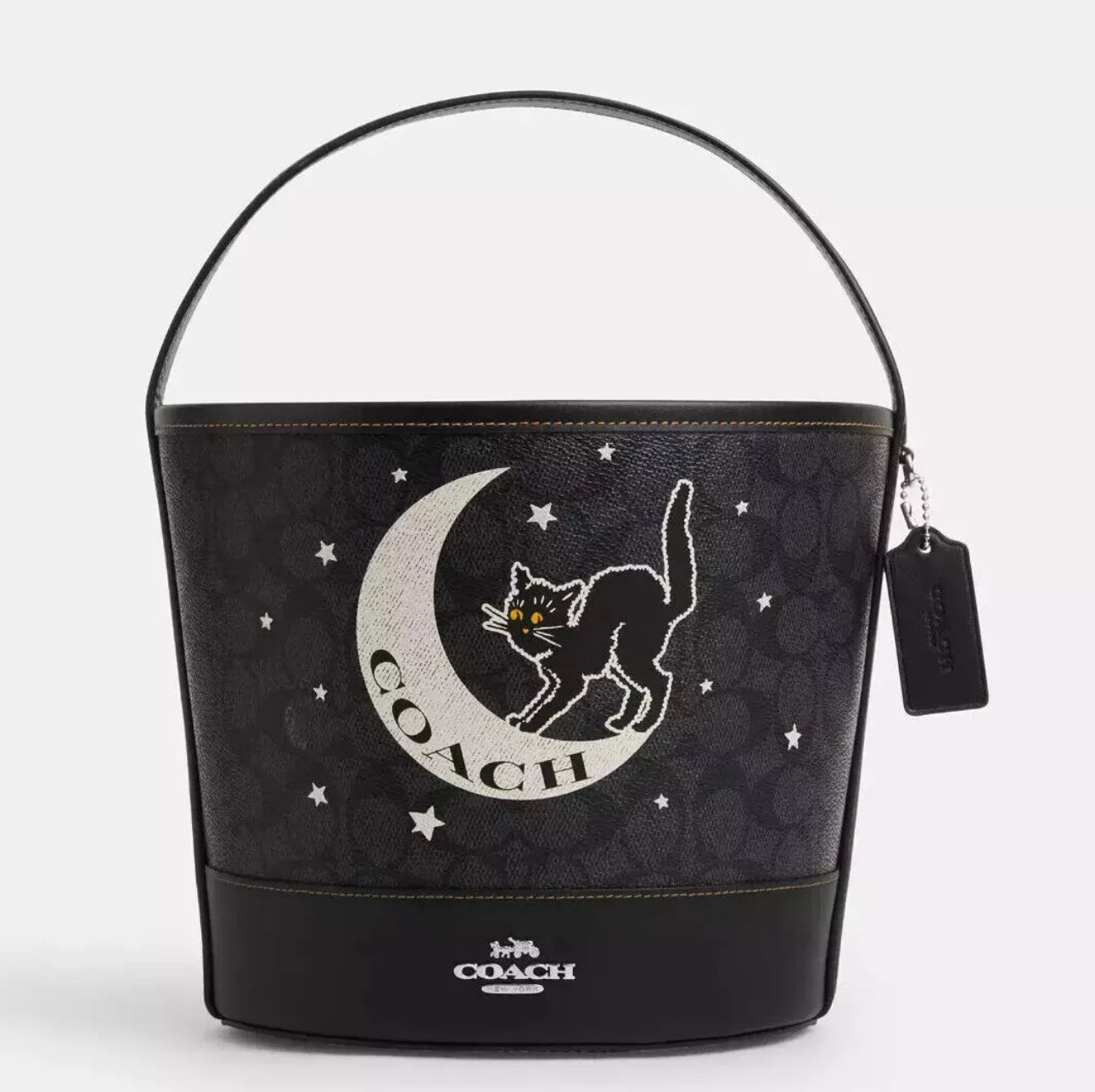 Coach Trick Or Treat Bucket With Halloween Black Cat Moon & Stars