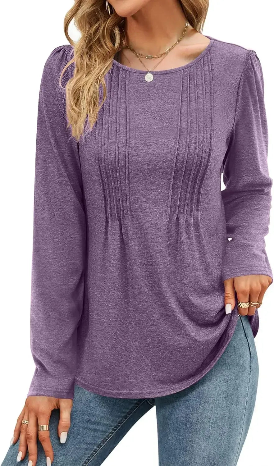 WIHOLL Blouses for Womens Dressy Casual 2024 Fall Tops Long Sleeve Shirts Loose Fit Tunics