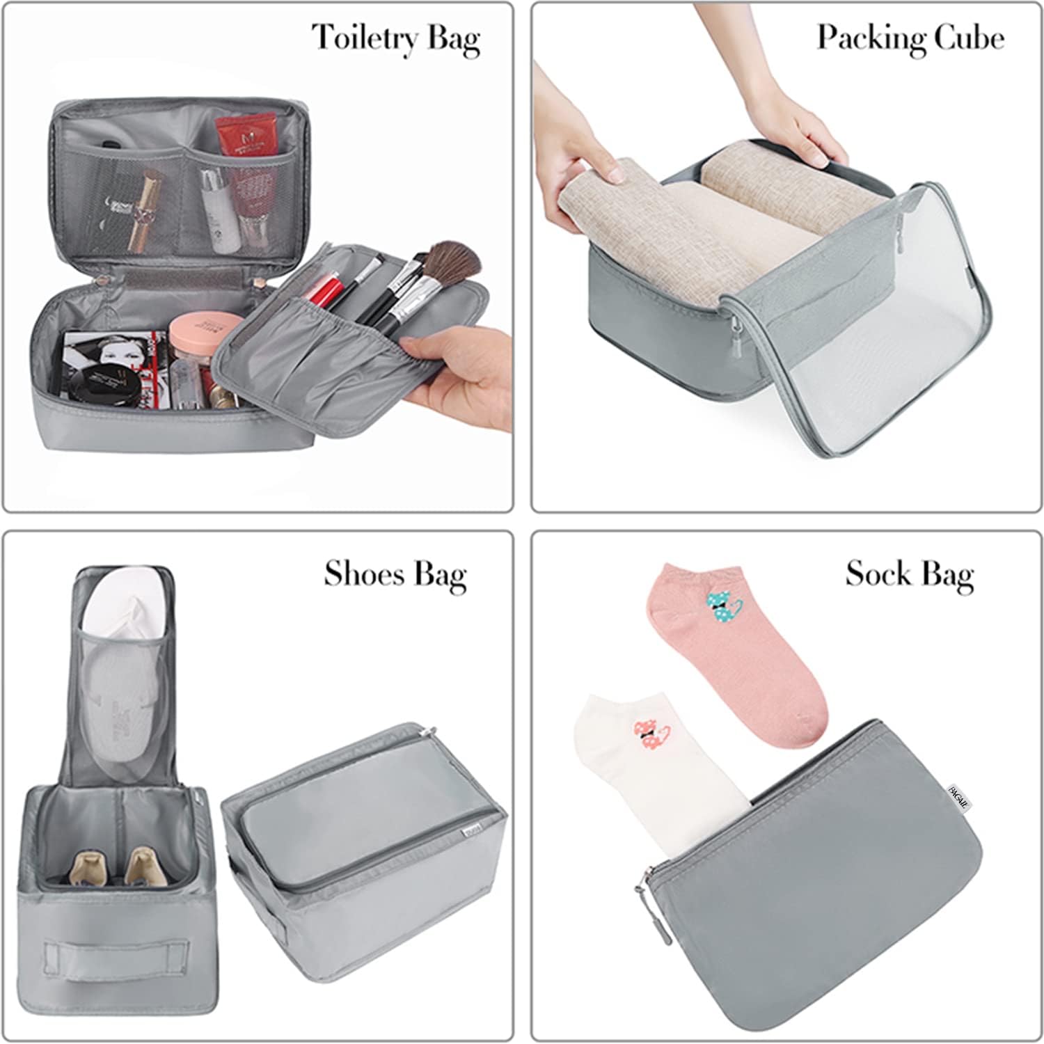 BAGAIL 8 Set Packing Cubes Luggage Organizer Bags for Travel Accessories-Cream