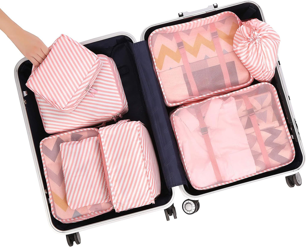 BAGAIL 8 Set Packing Cubes Luggage Organizer Bags for Travel Accessories-Cream