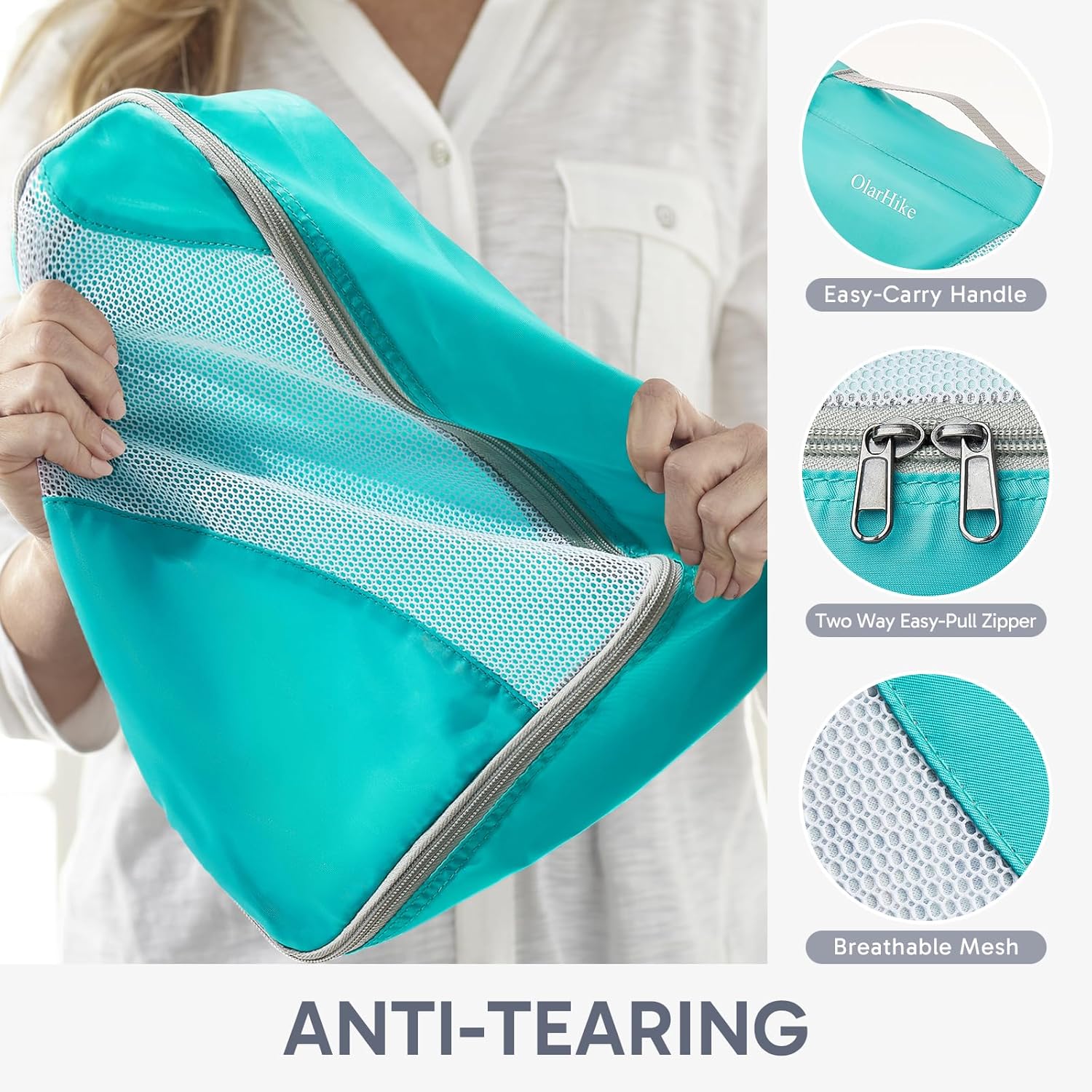 10 Set/8 Set Packing Cubes for Travel, Gifts for Women Mom,Anti-Tearing Suitcase Organizer for Luggage with Shoe & Hanging Toiletry Bag,OlarHike Vacation Essentials & Accessories for Cruise Ship,Cream