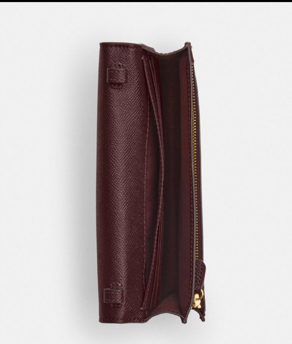 Coach Anna Foldover Clutch Crossbody Leather Handbag In Merlot