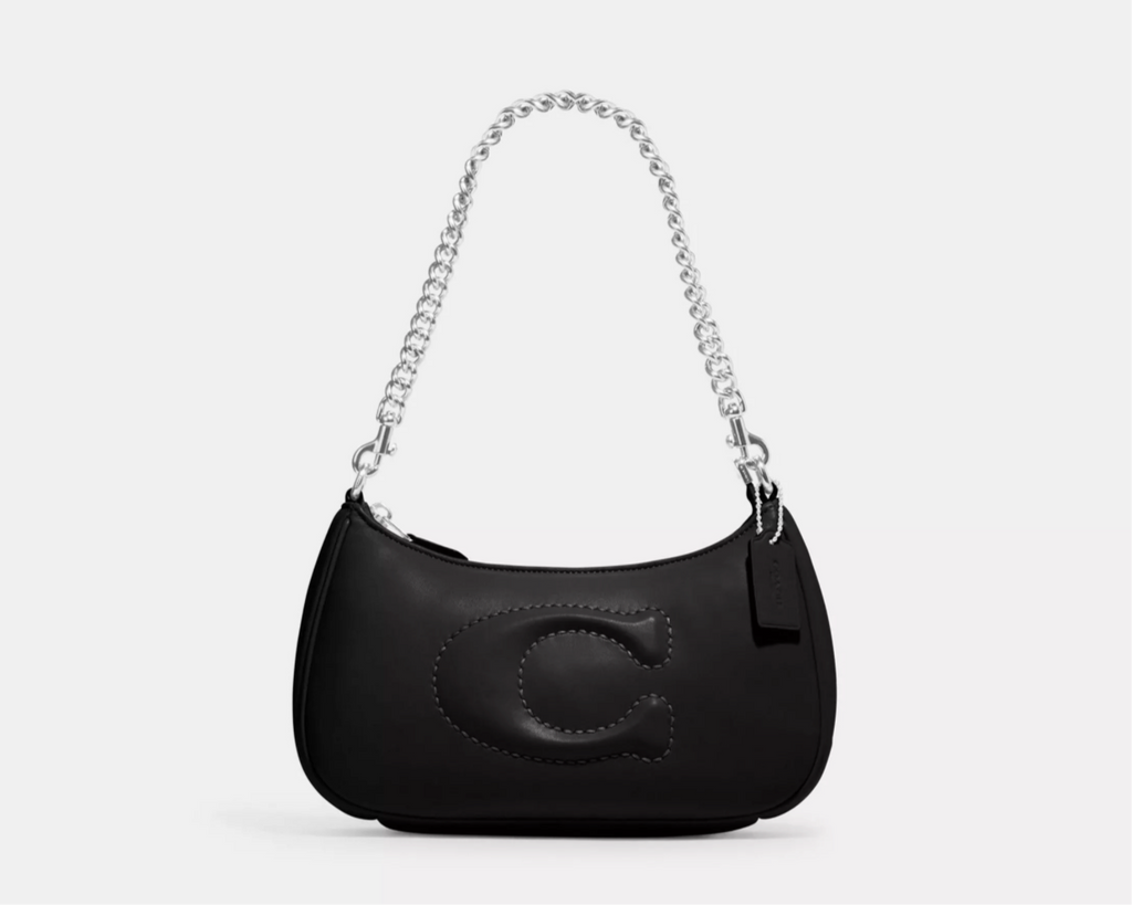 Coach Black Teri Shoulder Bag With Signature Quilting In Smooth Leather