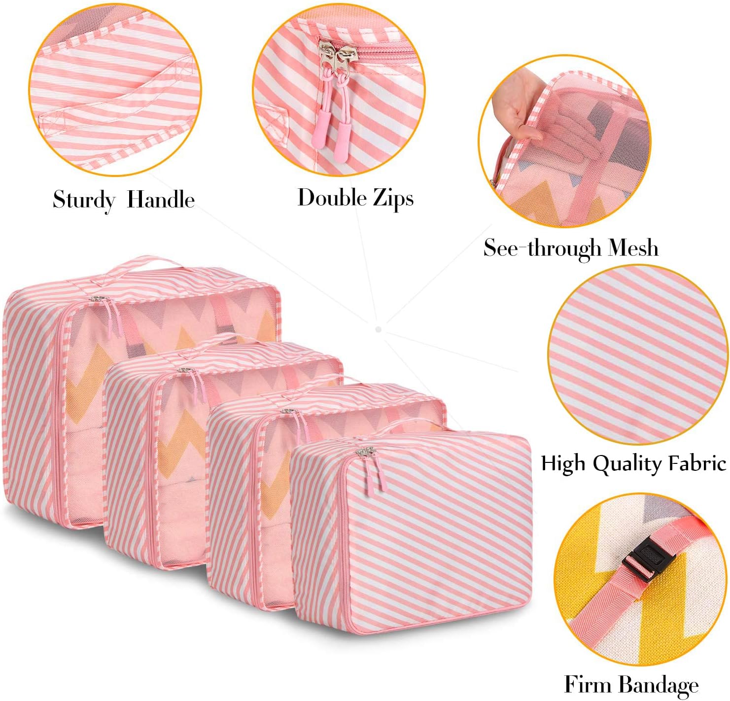 BAGAIL 8 Set Packing Cubes Luggage Organizer Bags for Travel Accessories-Cream