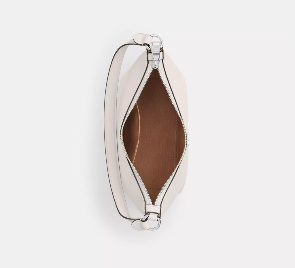 Coach Zip Top Shoulder Bag In Crossgrain Leather Silver/ Chalk