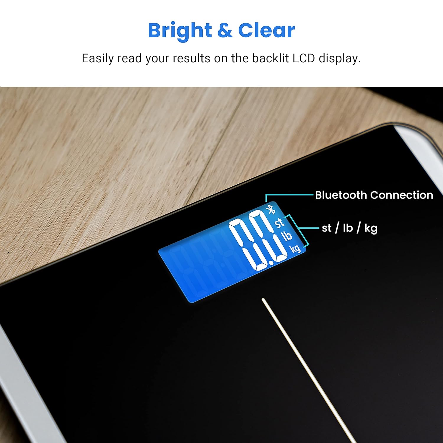 Etekcity Digital Body Weight Bathroom Scale, Large Blue LCD Backlight Display, High Precision Measurements,6mm Tempered Glass, 400 Pounds