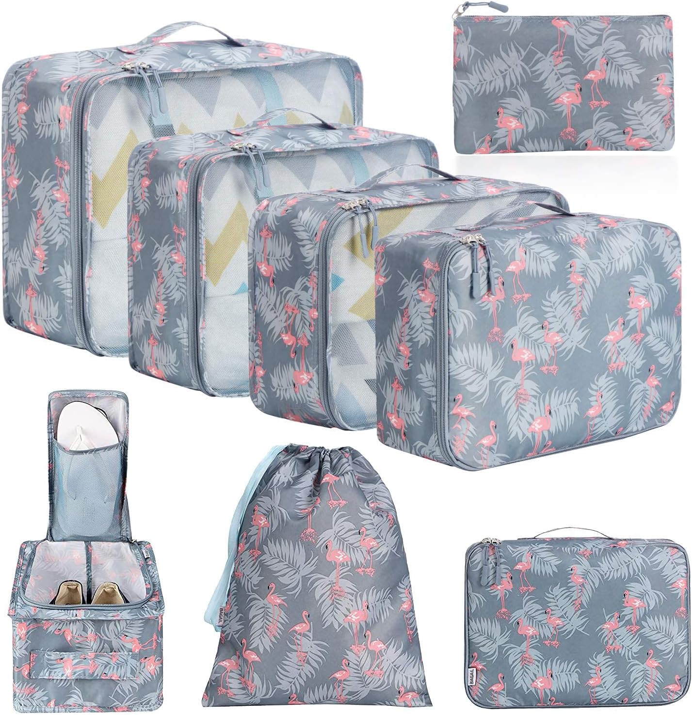 BAGAIL 8 Set Packing Cubes Luggage Organizer Bags for Travel Accessories-Cream
