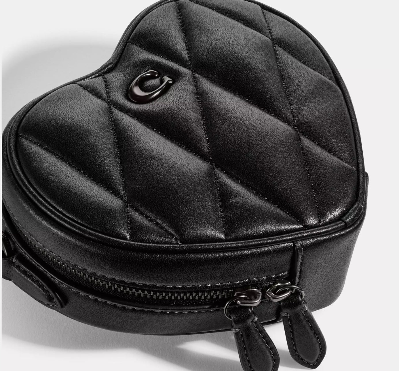 Coach Heart Crossbody Leather Bag With Quilting In Black