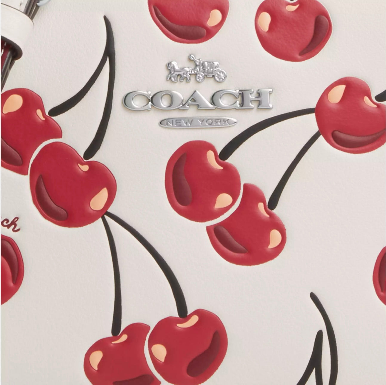 Coach Mini Jamie Camera Bag With Cherry Print In Chalk/Red