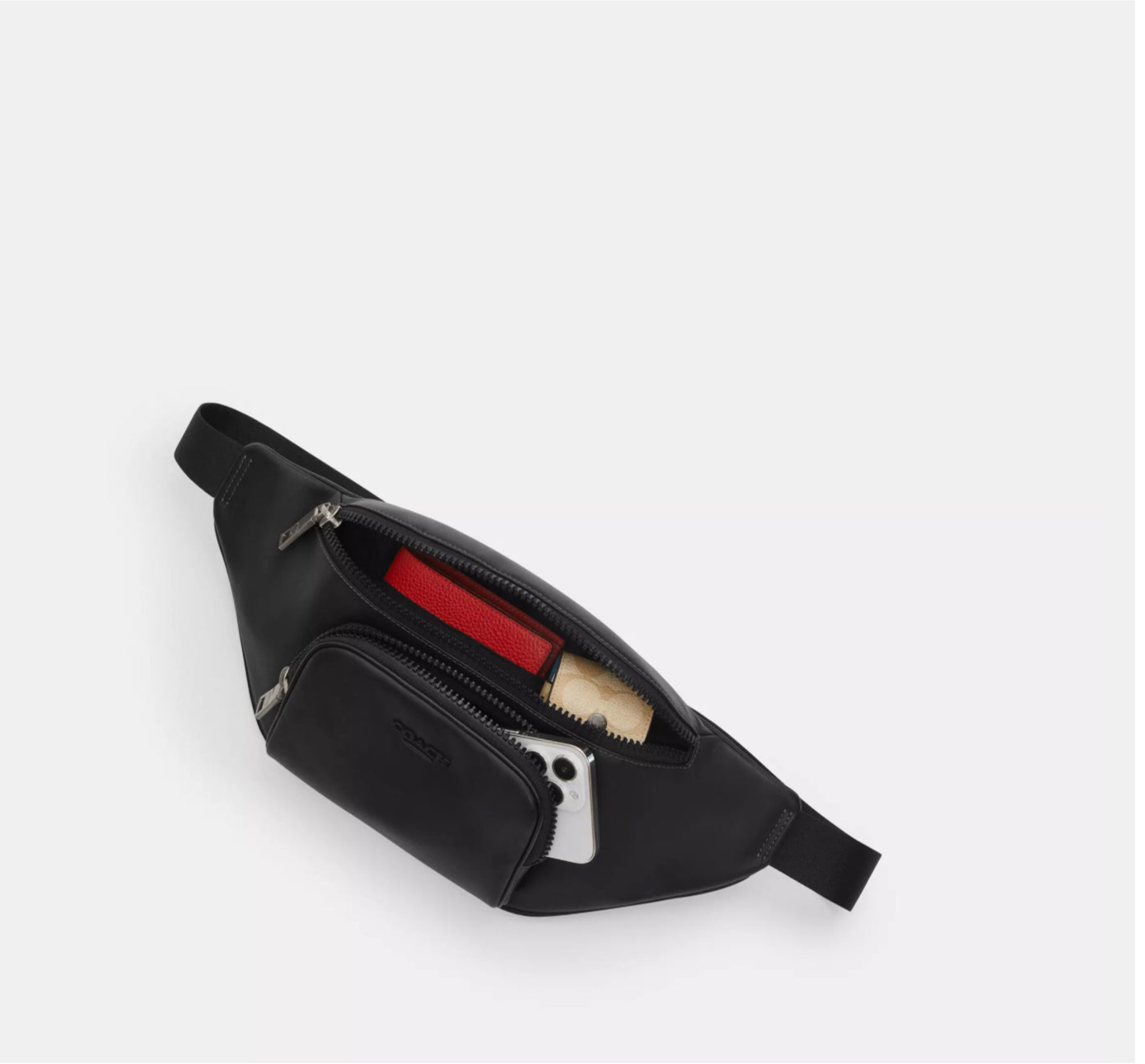 Coach Men’s Leather Racer Belt Bag In Black