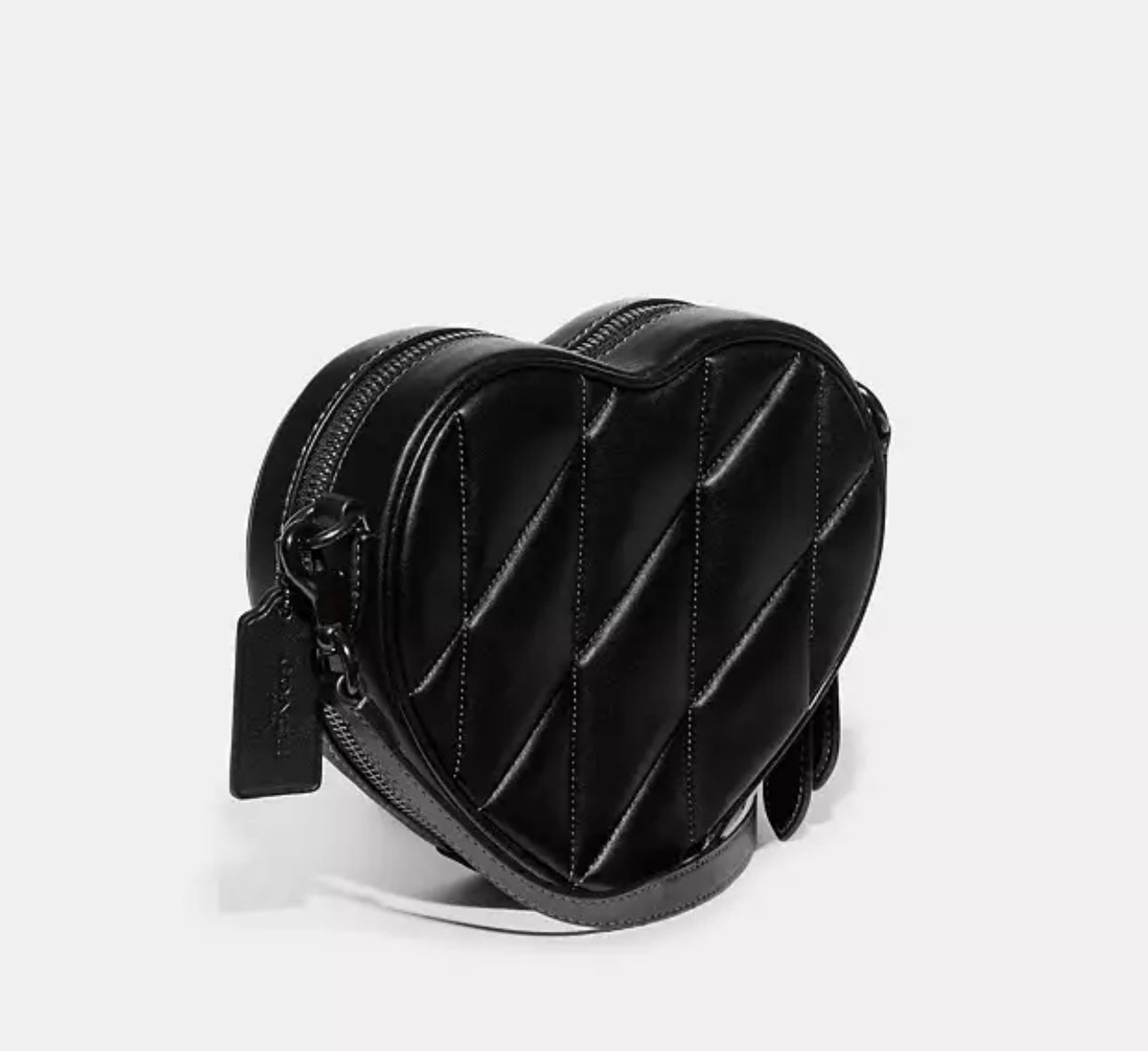 Coach Heart Crossbody Leather Bag With Quilting In Black