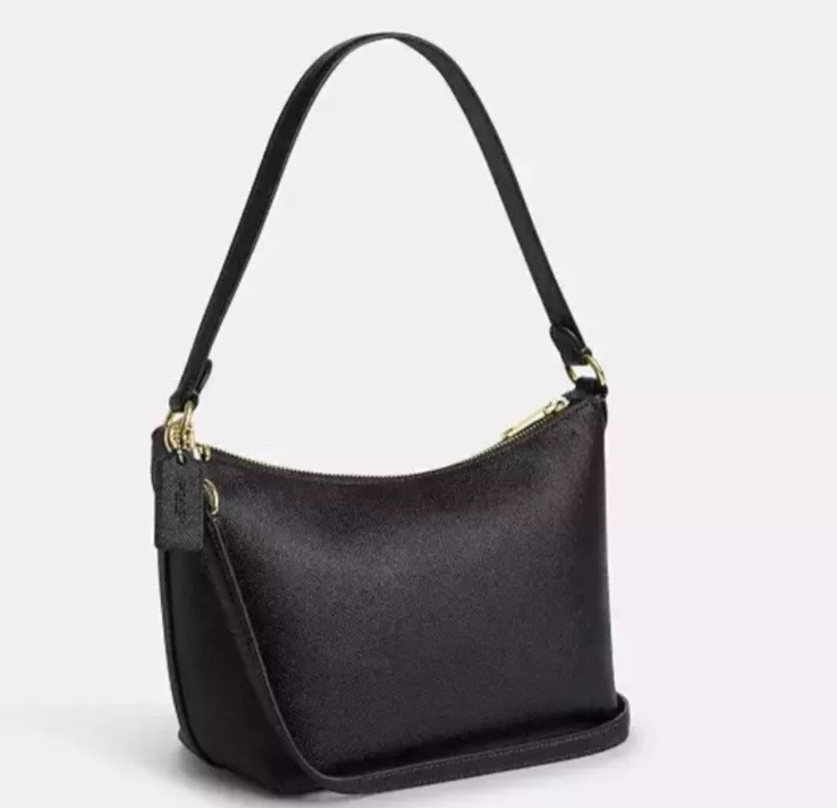 Coach Zip Top Shoulder Bag In Crossgrain Leather Gold/Black