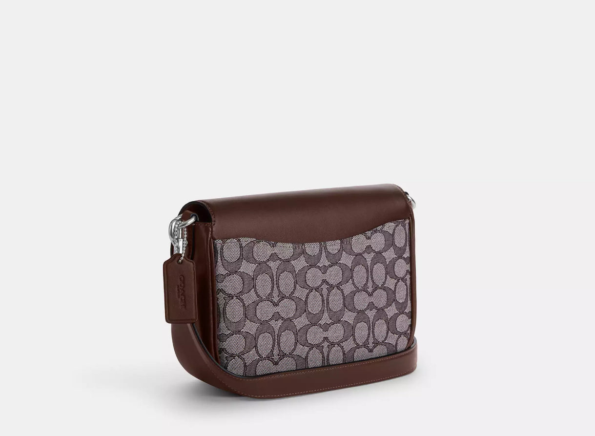 Coach Amelia Saddle Bag CU998 In Signature Jacquard & Leather