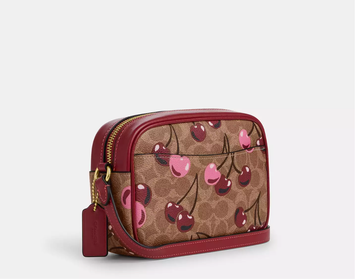 Coach Mini Jamie Camera Bag In Signature Canvas With Cherry Print