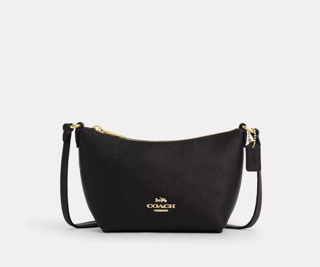 Coach Zip Top Crossbody Leather Bag In Gold/Black