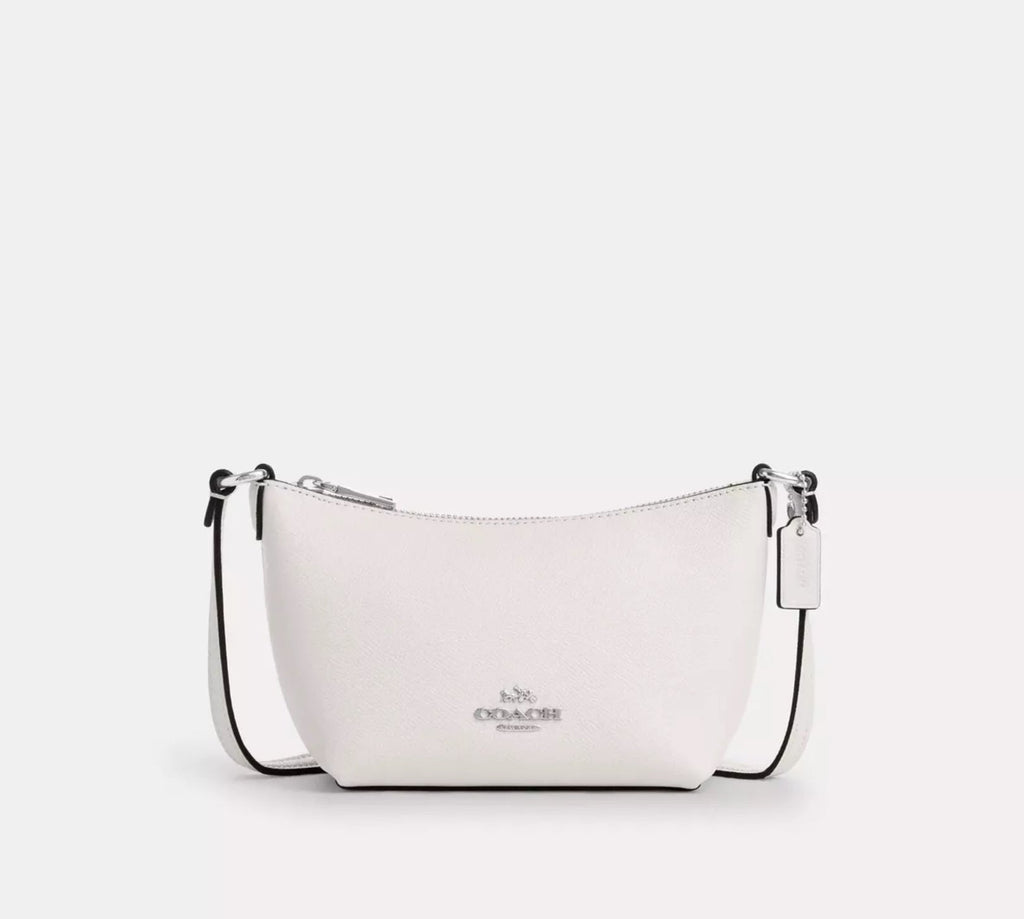 Coach Zip Top Leather Crossbody Bag In Chalk