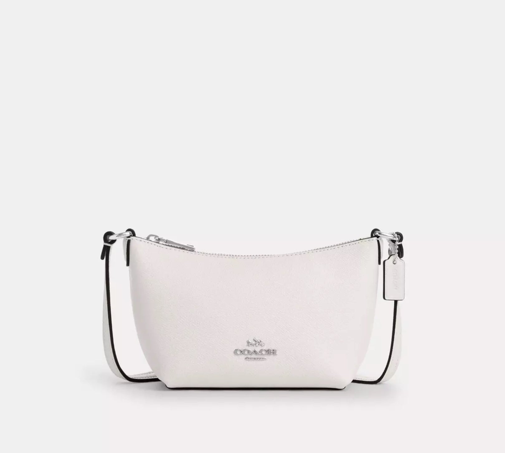 Coach Zip Top Leather Crossbody Bag In Chalk