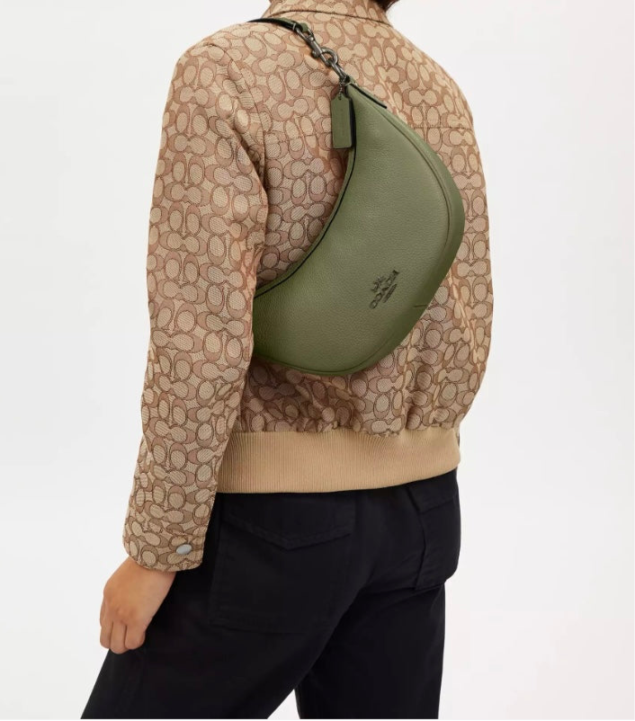 Coach Aria Shoulder Leather Handbag In Military Green