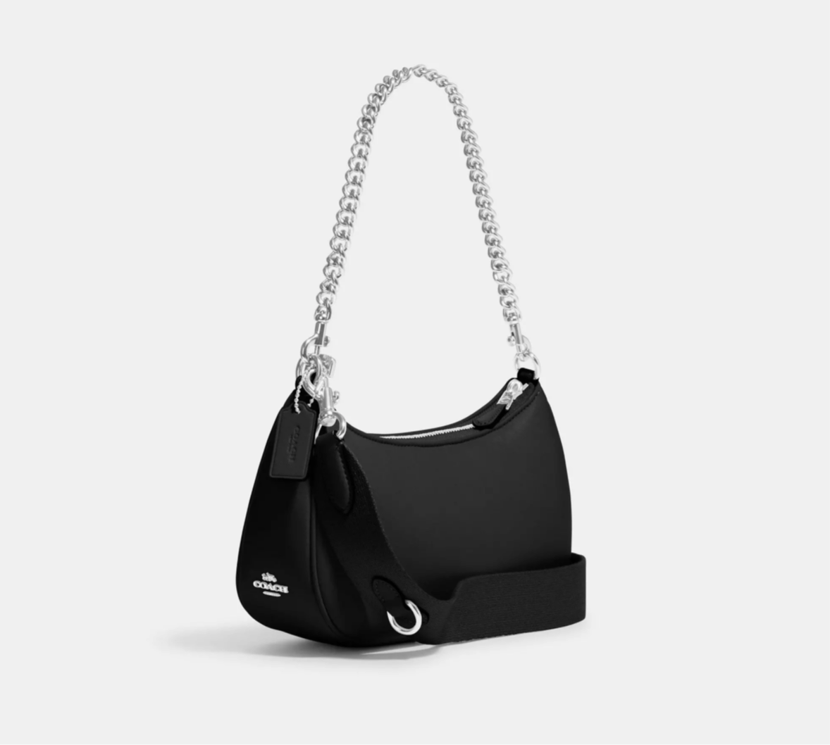 Coach Black Teri Shoulder Bag With Signature Quilting In Smooth Leather