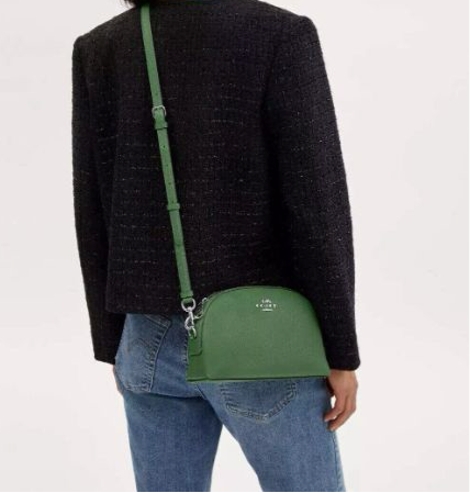 Coach Leather Medium Madi Crossbody Bag In Silver/Soft Green