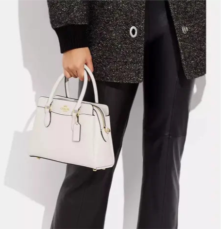 Coach Mini Darcie Carryall In Gold/Chalk With Signature Canvas Strap