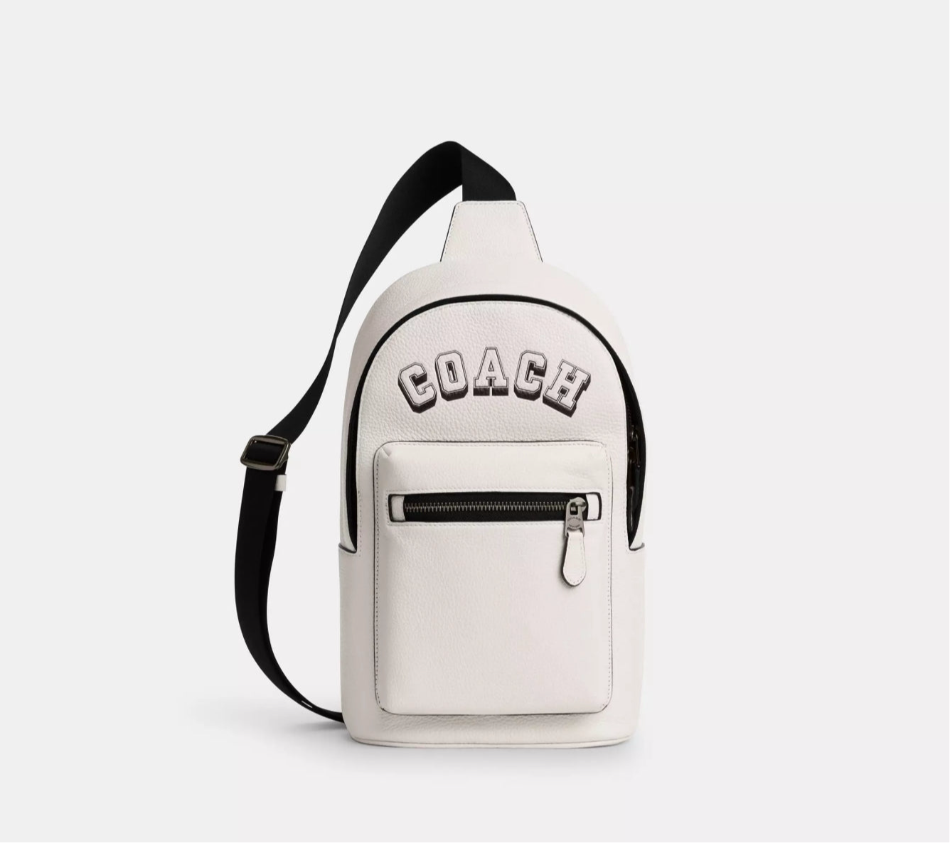 Coach Men’s Leather West Pack with Varsity Motif In Chalk/Black